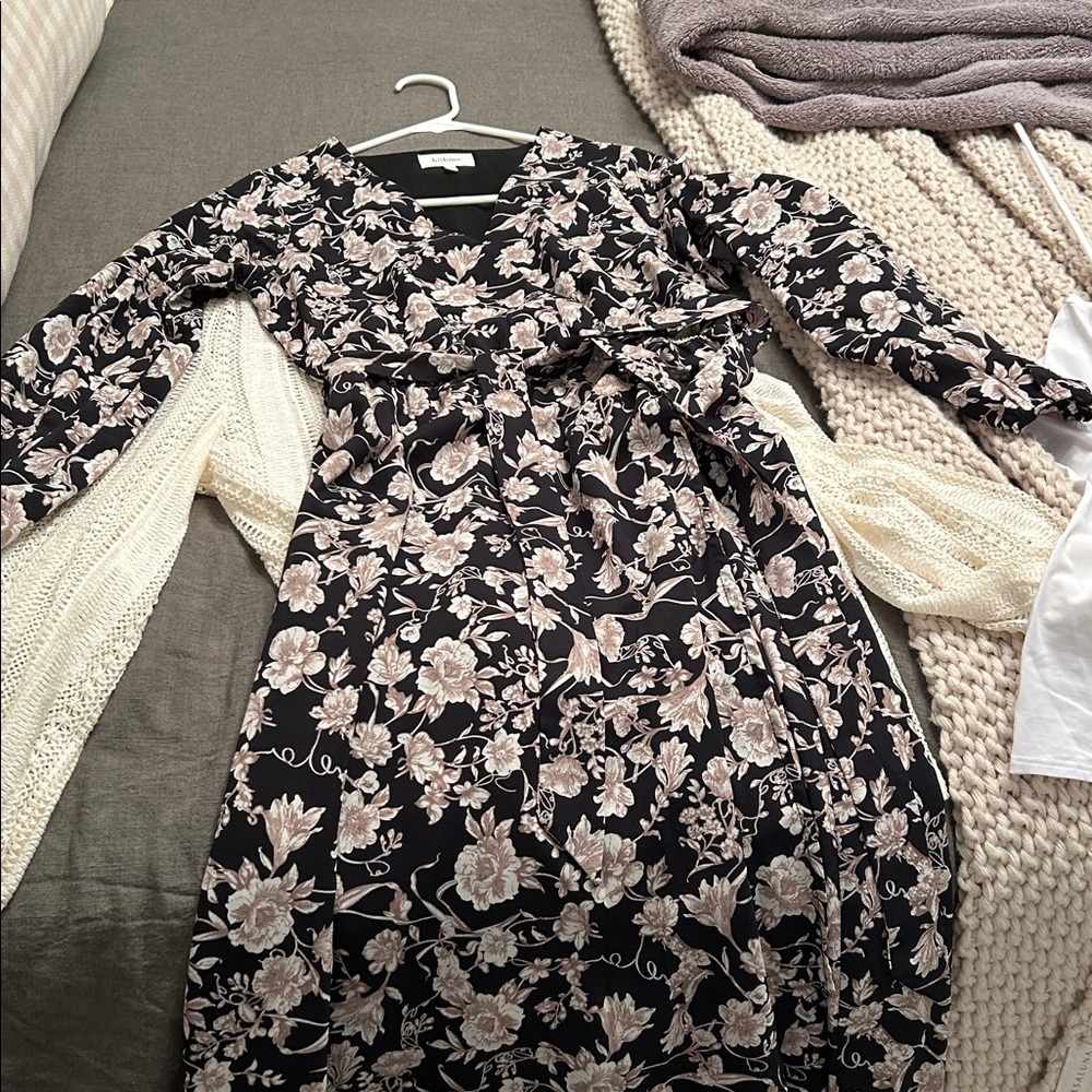 Bohme floral black long sleeve dress